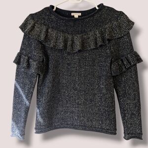 J. Crew Crewcuts Girls Size 14 Metallic Sparkly Ruffled Sweater Holidays